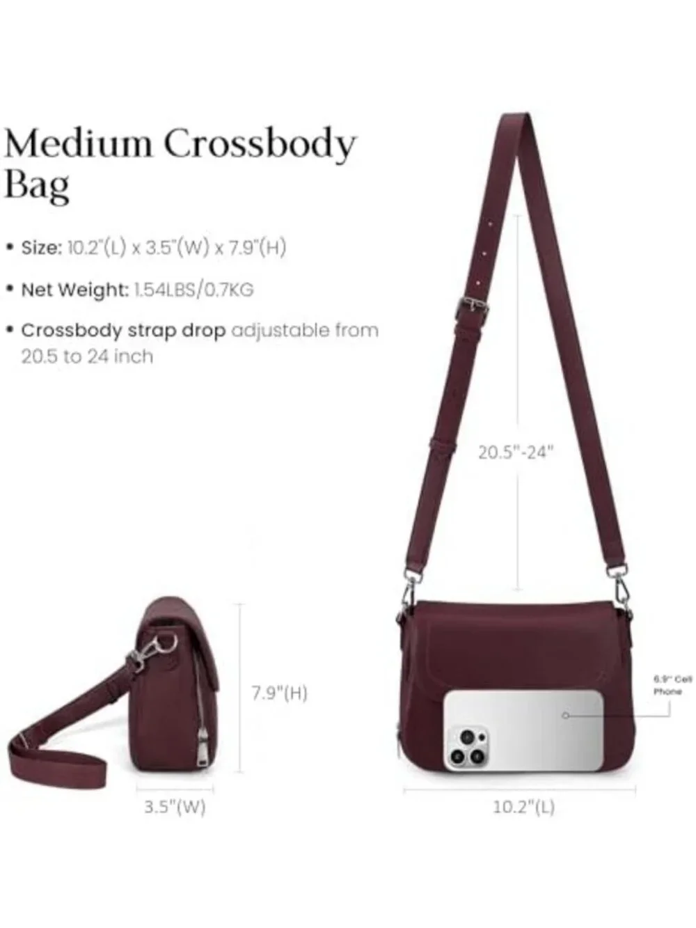 Genuine Leather Medium Crossbody Bag for Women - Stylish Saddle Purse Handbag